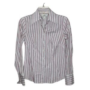 ❤️ LOFT Red and White Striped Blouse Size 0